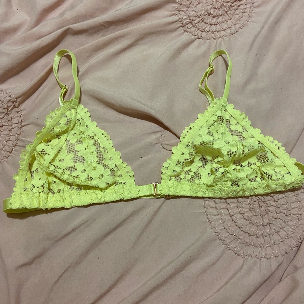 Neon Lace Triangle Bralette Small